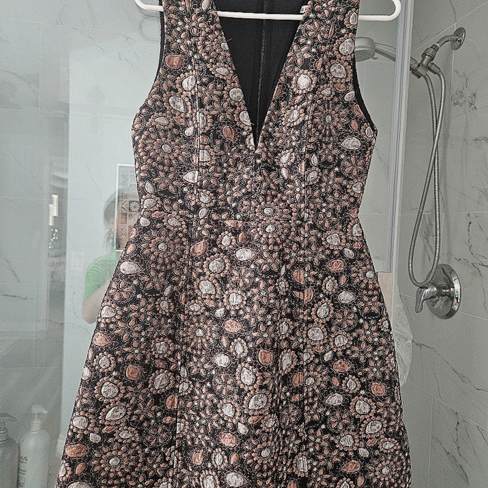 Elegant Black and Brown Patterned Dress